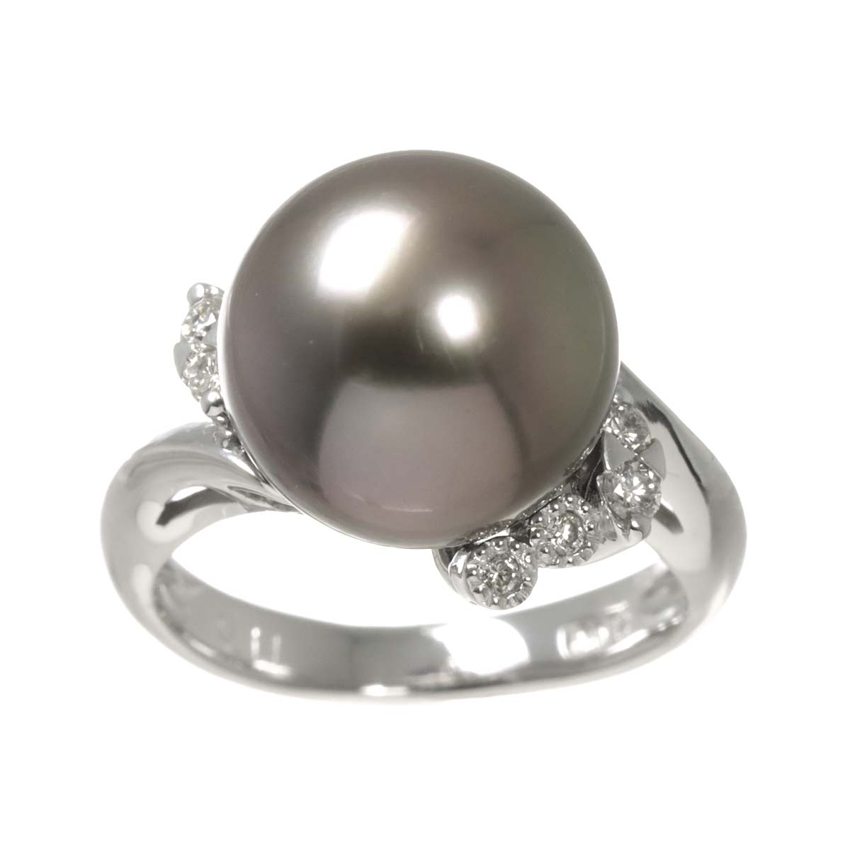 South Sea pearl 11.6mm Diamond 0.14ct Ring 18K WG 750 size4.75-5(US)