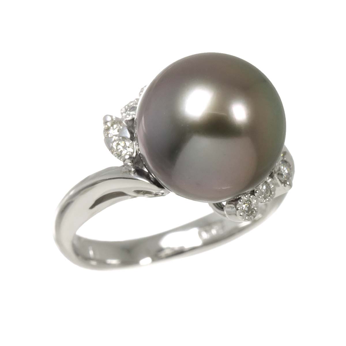 South Sea pearl 11.6mm Diamond 0.14ct Ring 18K WG 750 size4.75-5(US)