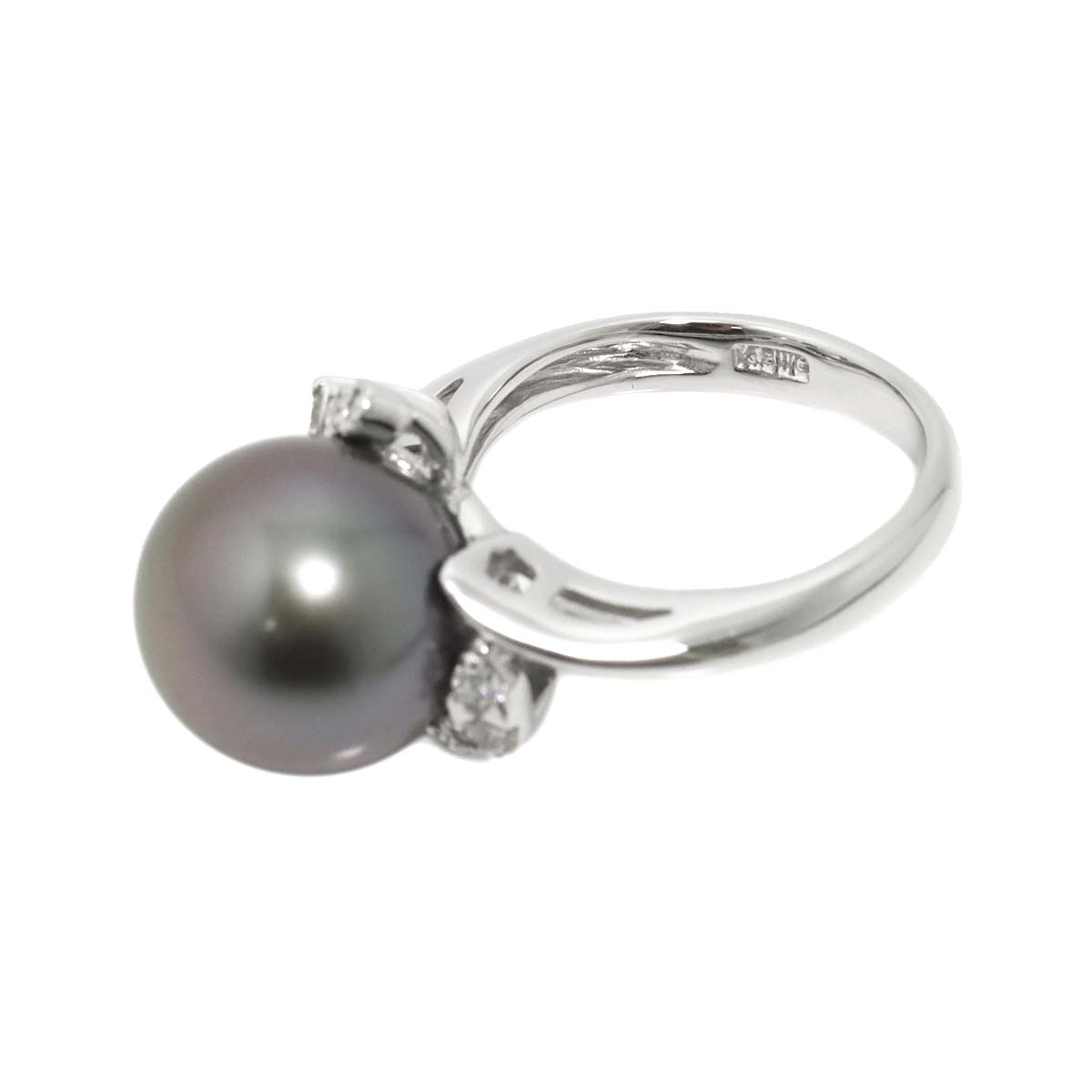 South Sea pearl 11.6mm Diamond 0.14ct Ring 18K WG 750 size4.75-5(US)