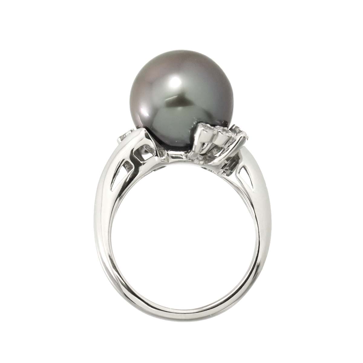 South Sea pearl 11.6mm Diamond 0.14ct Ring 18K WG 750 size4.75-5(US)