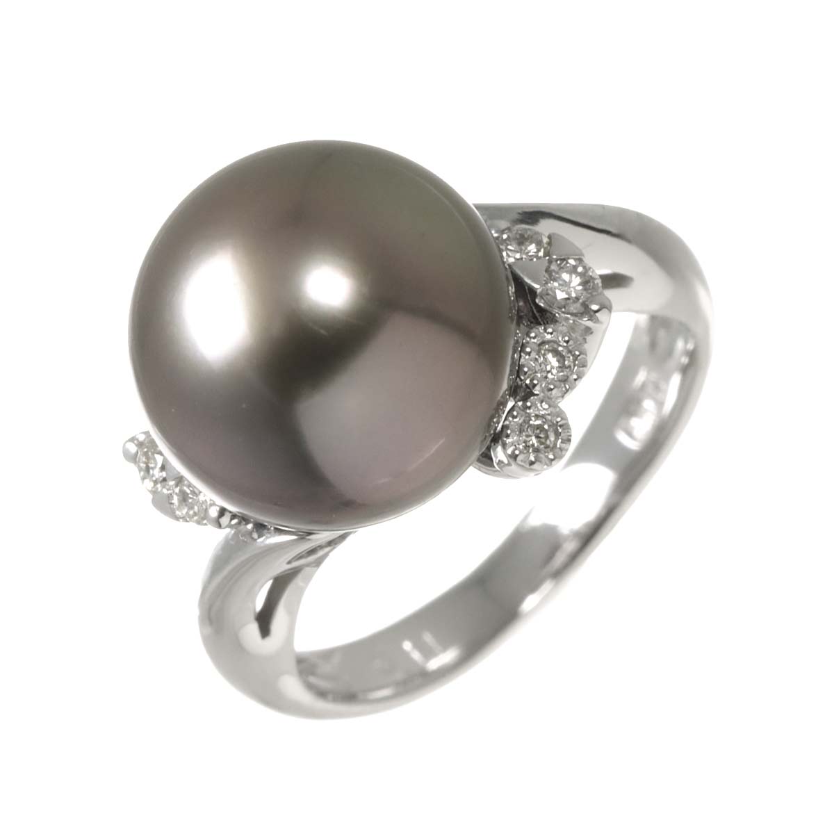 South Sea pearl 11.6mm Diamond 0.14ct Ring 18K WG 750 size4.75-5(US)