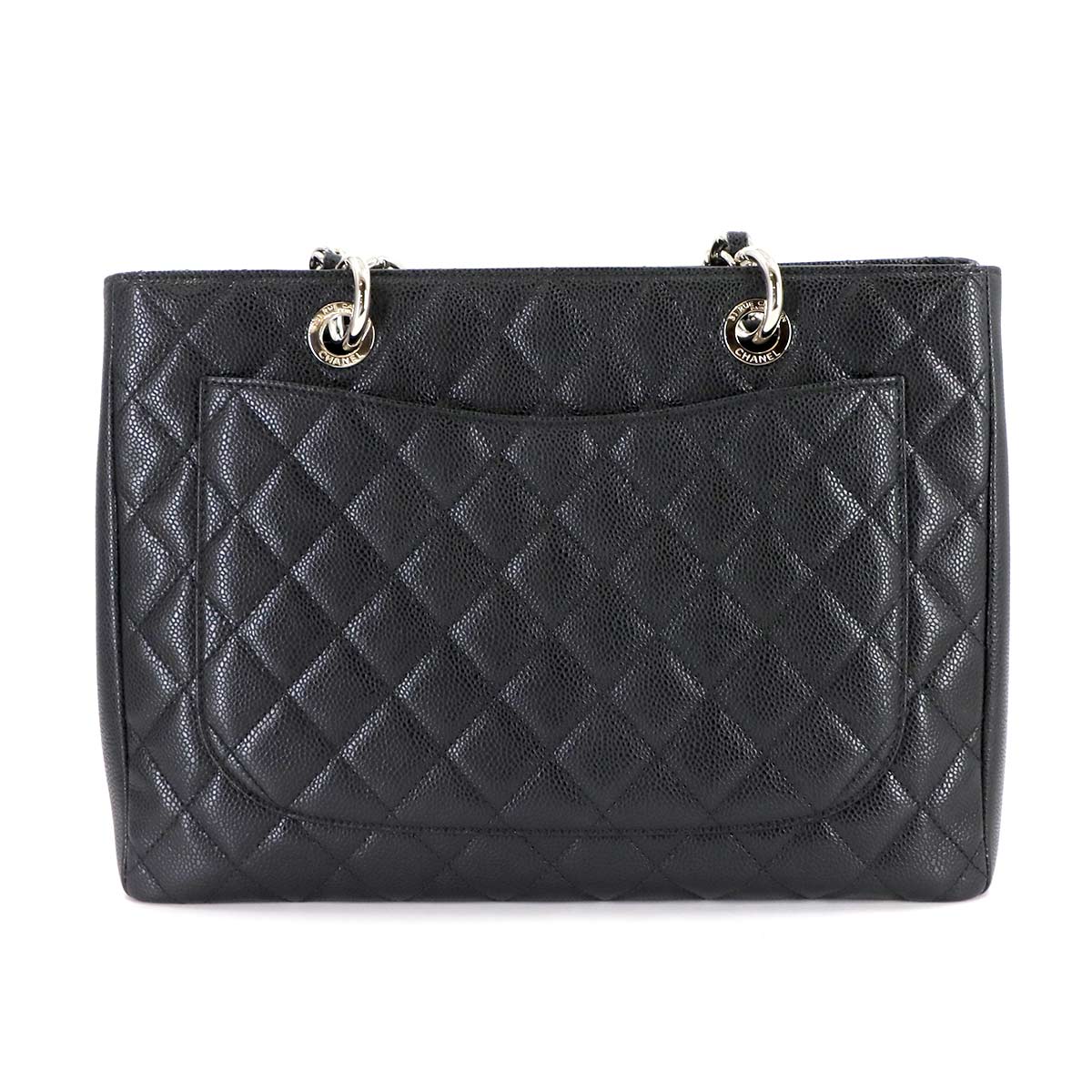 Matelasse Grand Shopping Tote Bag Leather Black GST A50995