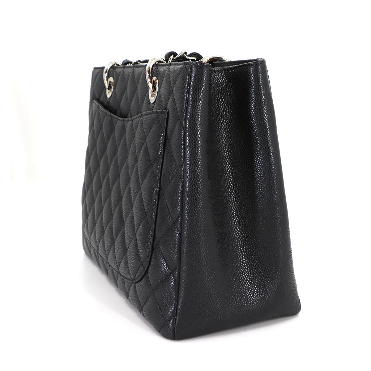 Matelasse Grand Shopping Tote Bag Leather Black GST A50995