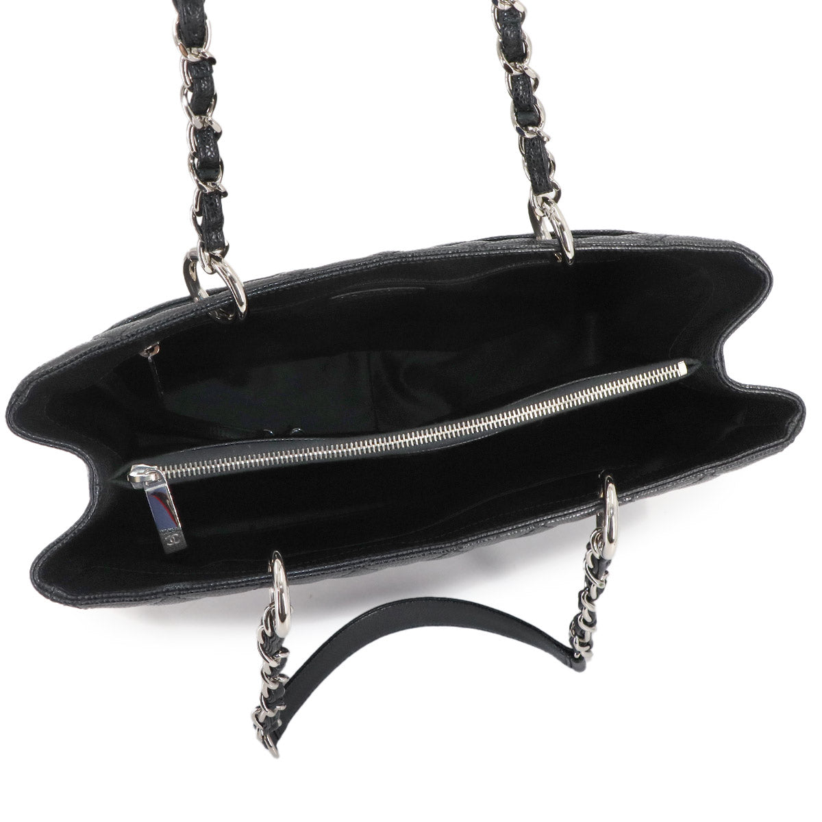 Matelasse Grand Shopping Tote Bag Leather Black GST A50995