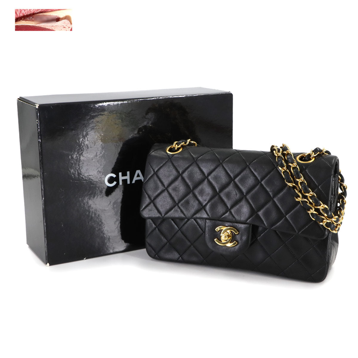 Matelasse 23 Chain Shoulder Bag Leather Black A01113 Vintage