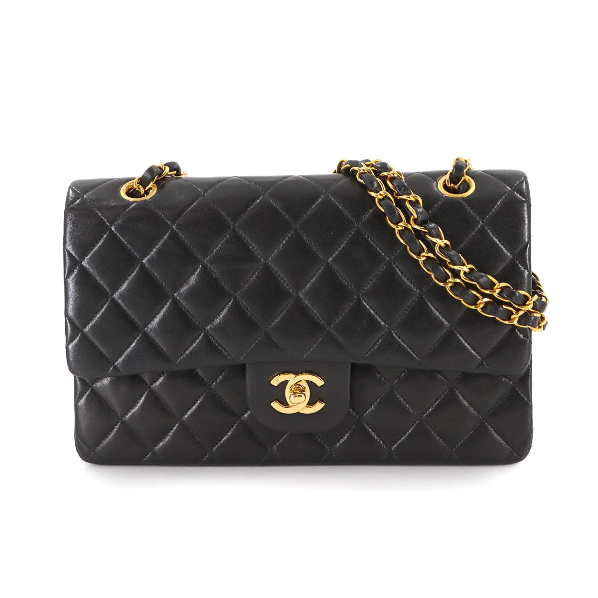 Matelasse 25 Chain Shoulder Bag Leather Black A01112 11.12