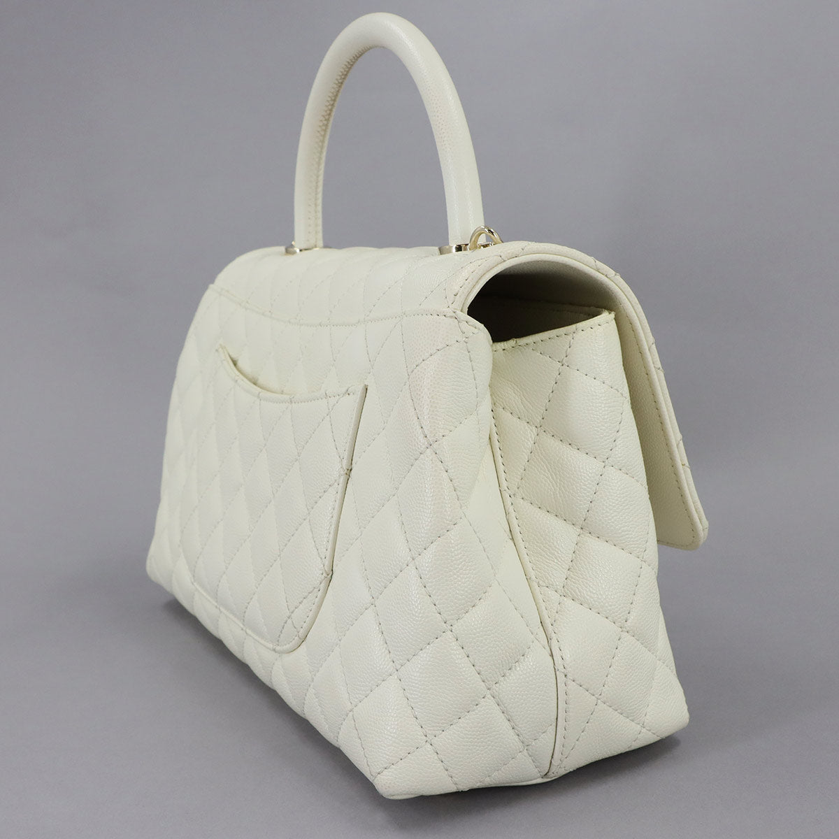 Coco Handle Matelasse Hand Shoulder Bag Leather White A92991