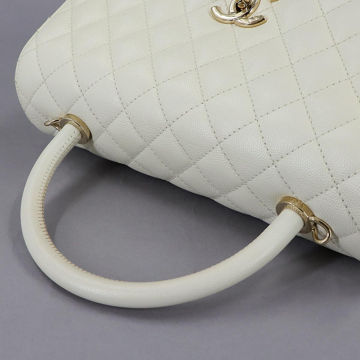 Coco Handle Matelasse Hand Shoulder Bag Leather White A92991