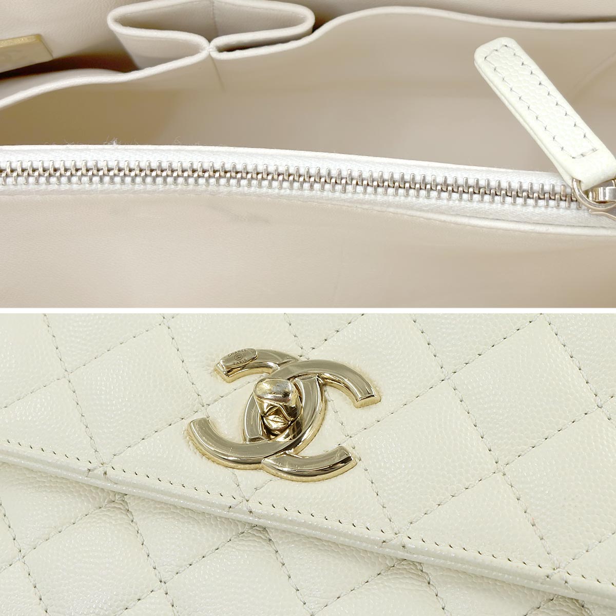 Coco Handle Matelasse Hand Shoulder Bag Leather White A92991