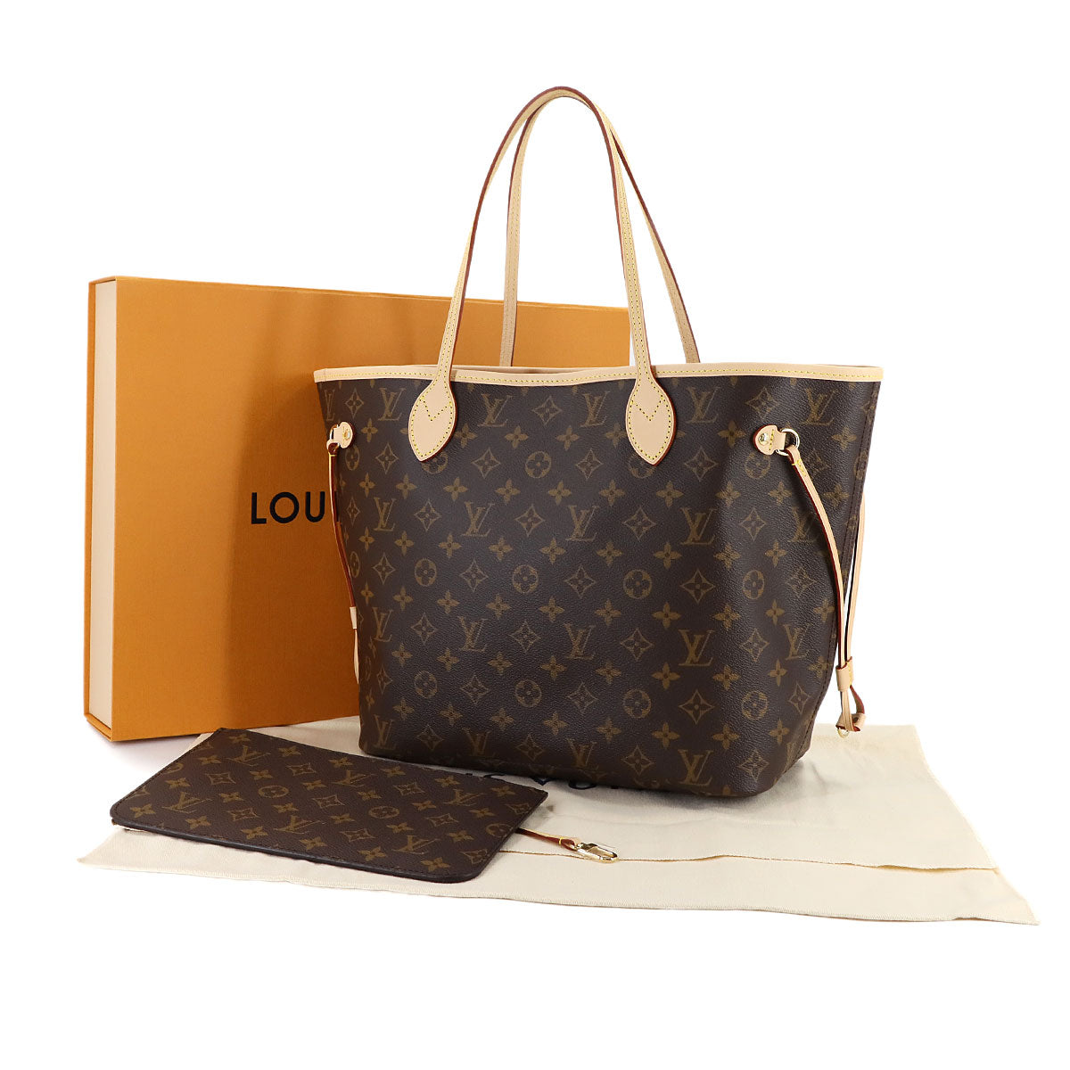 Monogram Neverfull MM Tote Bag Brown Cerise M46987