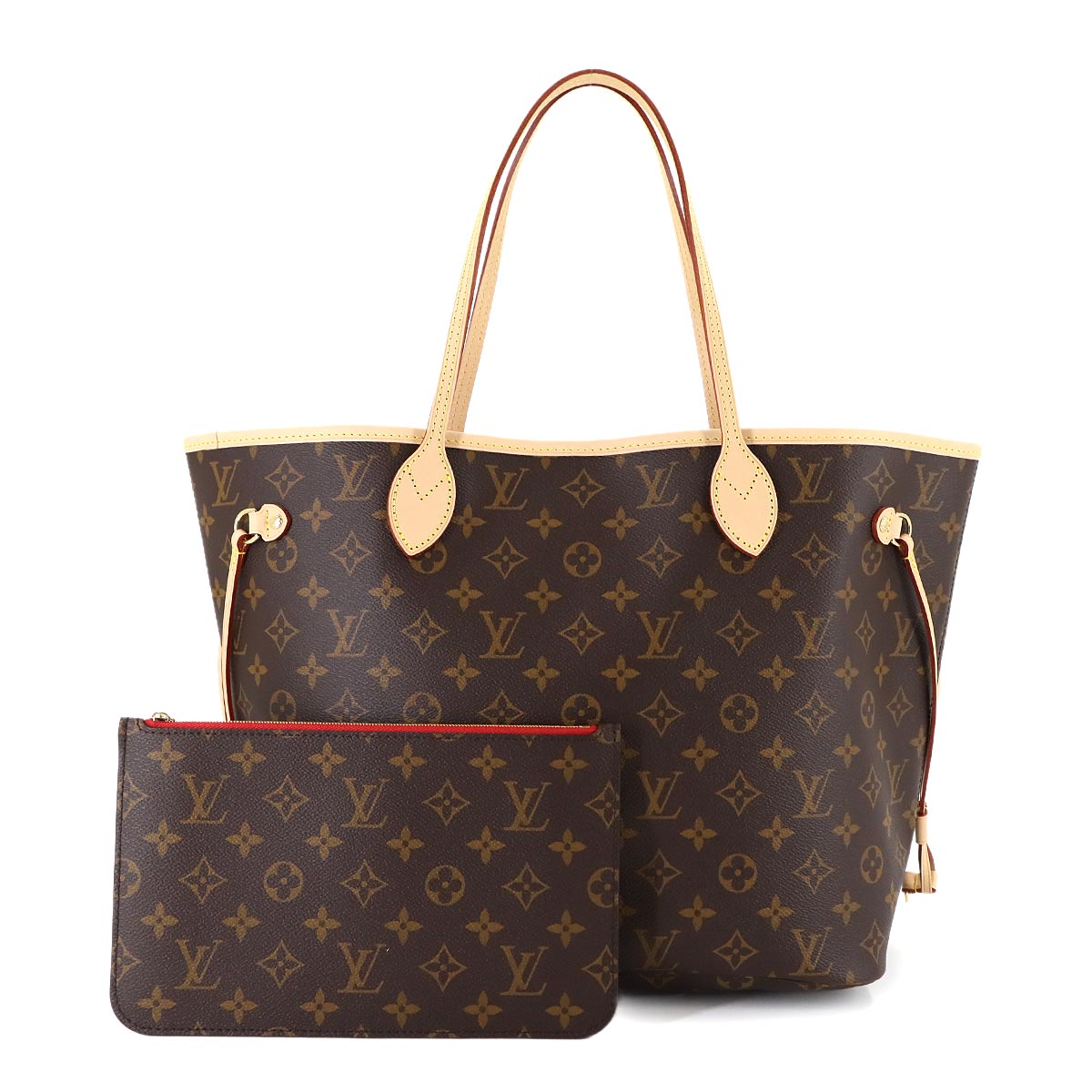 Monogram Neverfull MM Tote Bag Brown Cerise M46987