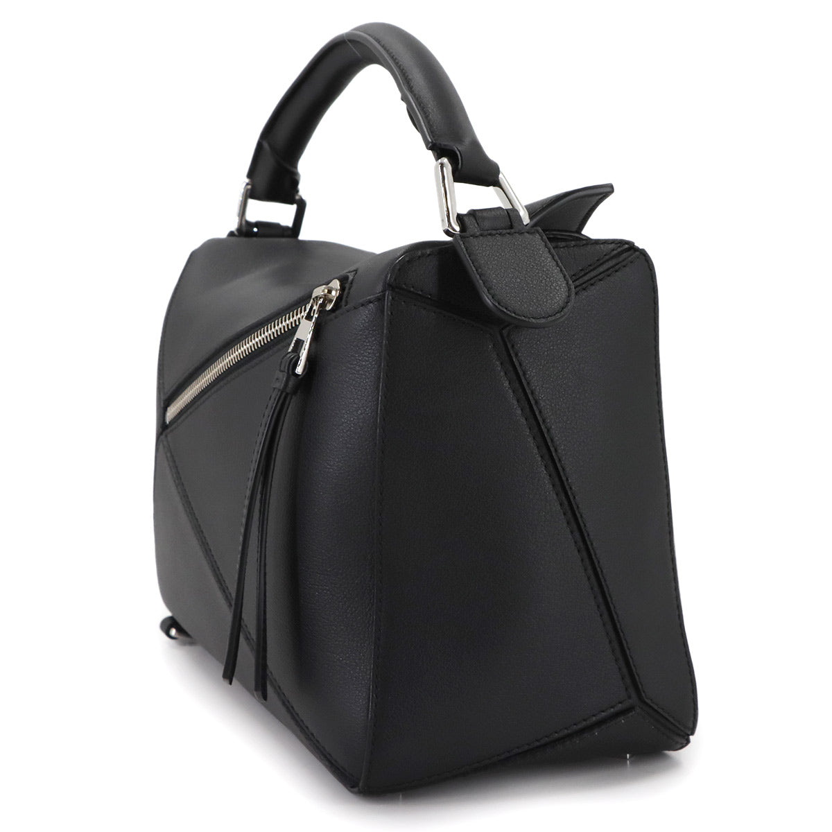 Pazzle Bag Medium 2way Hand Shoulder Bag Leather Black Purse