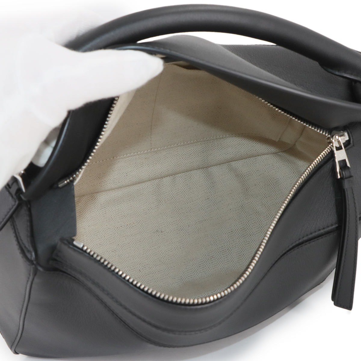 Pazzle Bag Medium 2way Hand Shoulder Bag Leather Black Purse