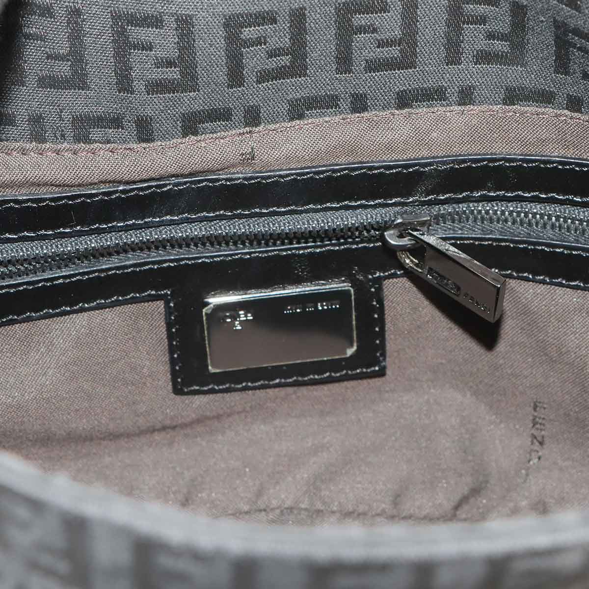 Zucchino Mamma Baguette Shoulder Bag Canvas Leather Black 8BR003