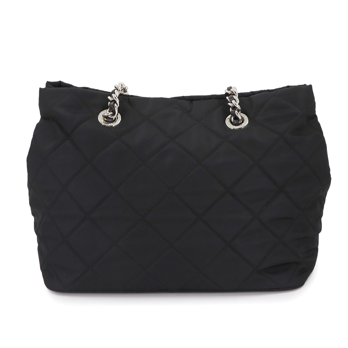 2way Tote Shoulder Bag Nylon Saffiano Leather Nero Black 1BG740