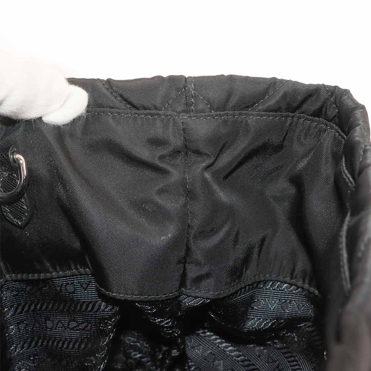 2way Tote Shoulder Bag Nylon Saffiano Leather Nero Black 1BG740