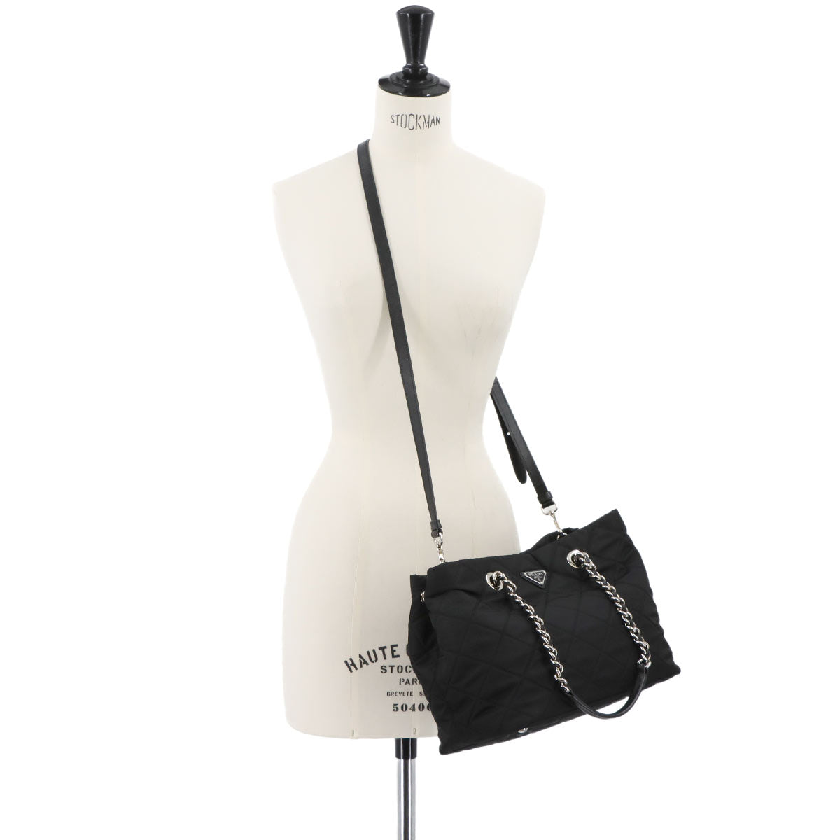 2way Tote Shoulder Bag Nylon Saffiano Leather Nero Black 1BG740