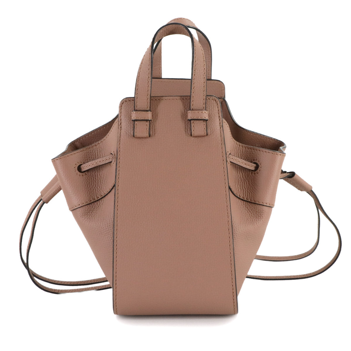 Hammock Drawstring Mini Hand Shoulder Bag Leather Pink