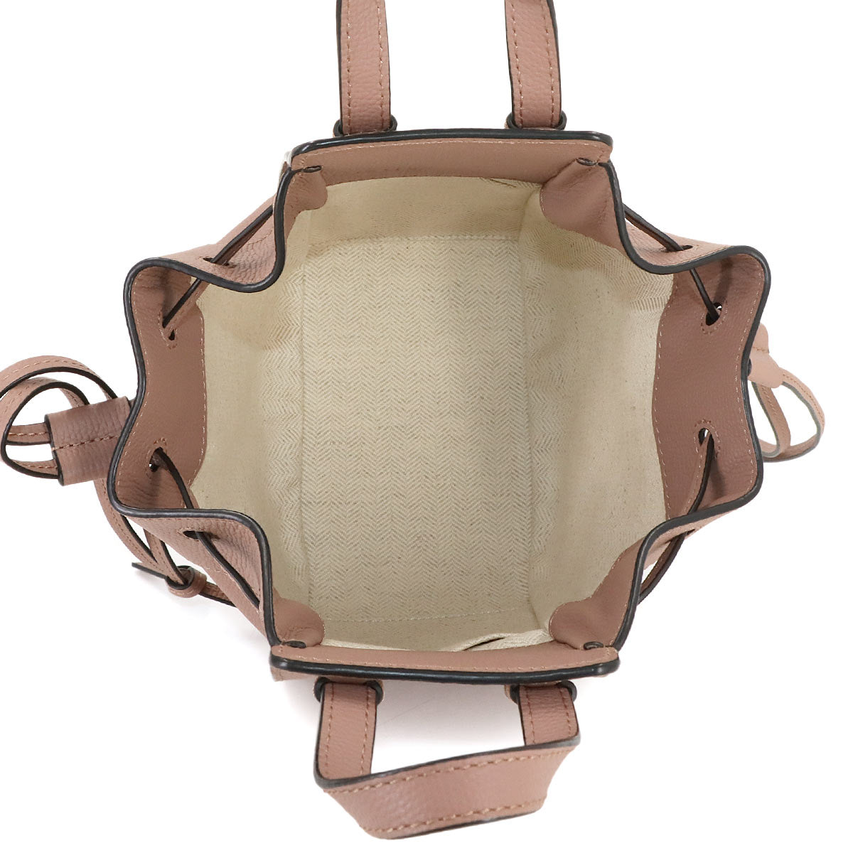 Hammock Drawstring Mini Hand Shoulder Bag Leather Pink