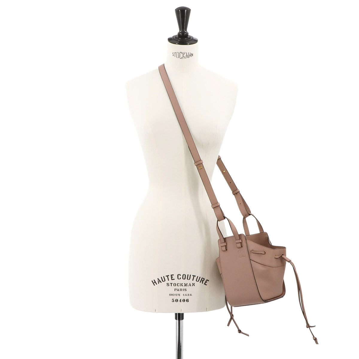 Hammock Drawstring Mini Hand Shoulder Bag Leather Pink