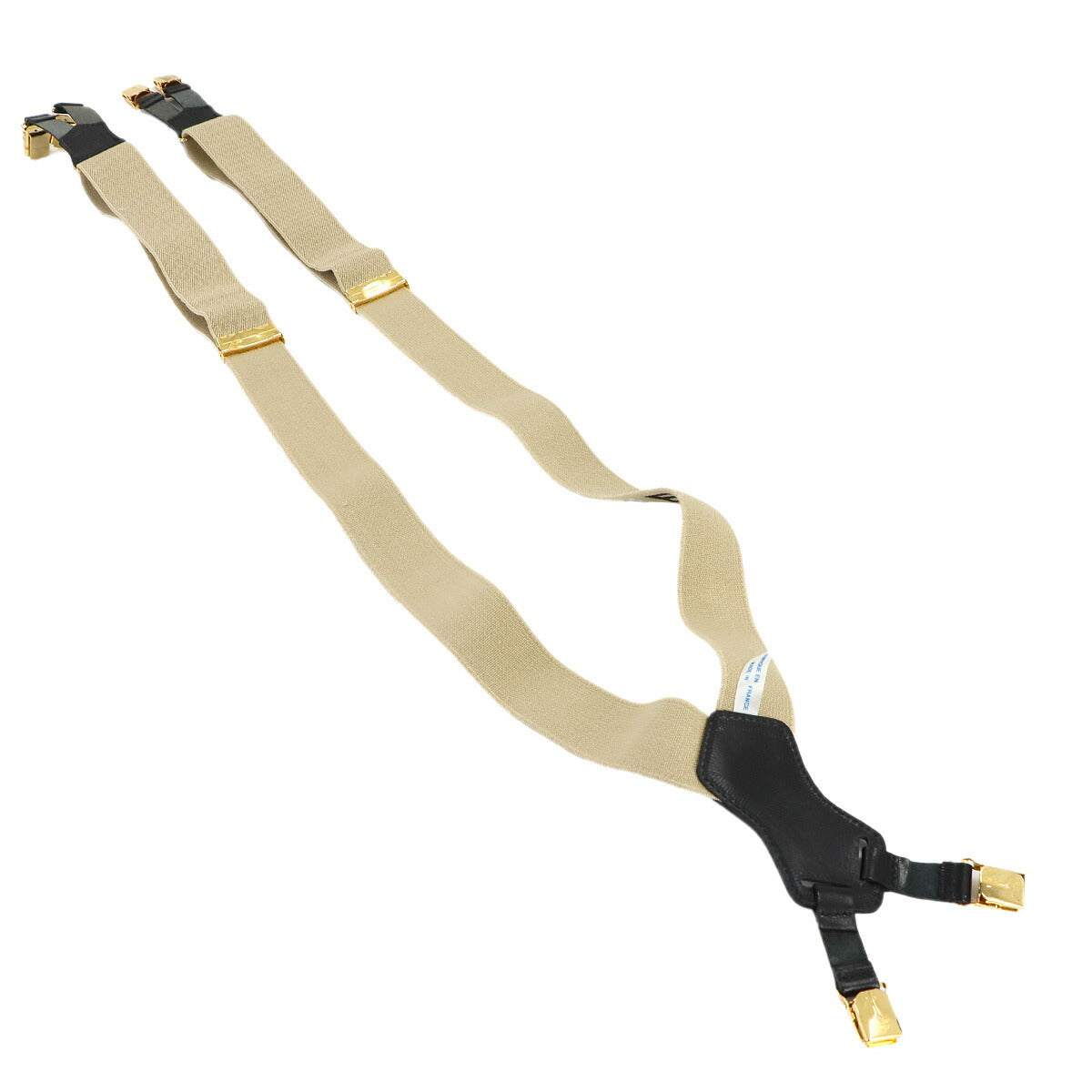 Suspender Canvas Leather Beige Black Logos Accessory Vintage