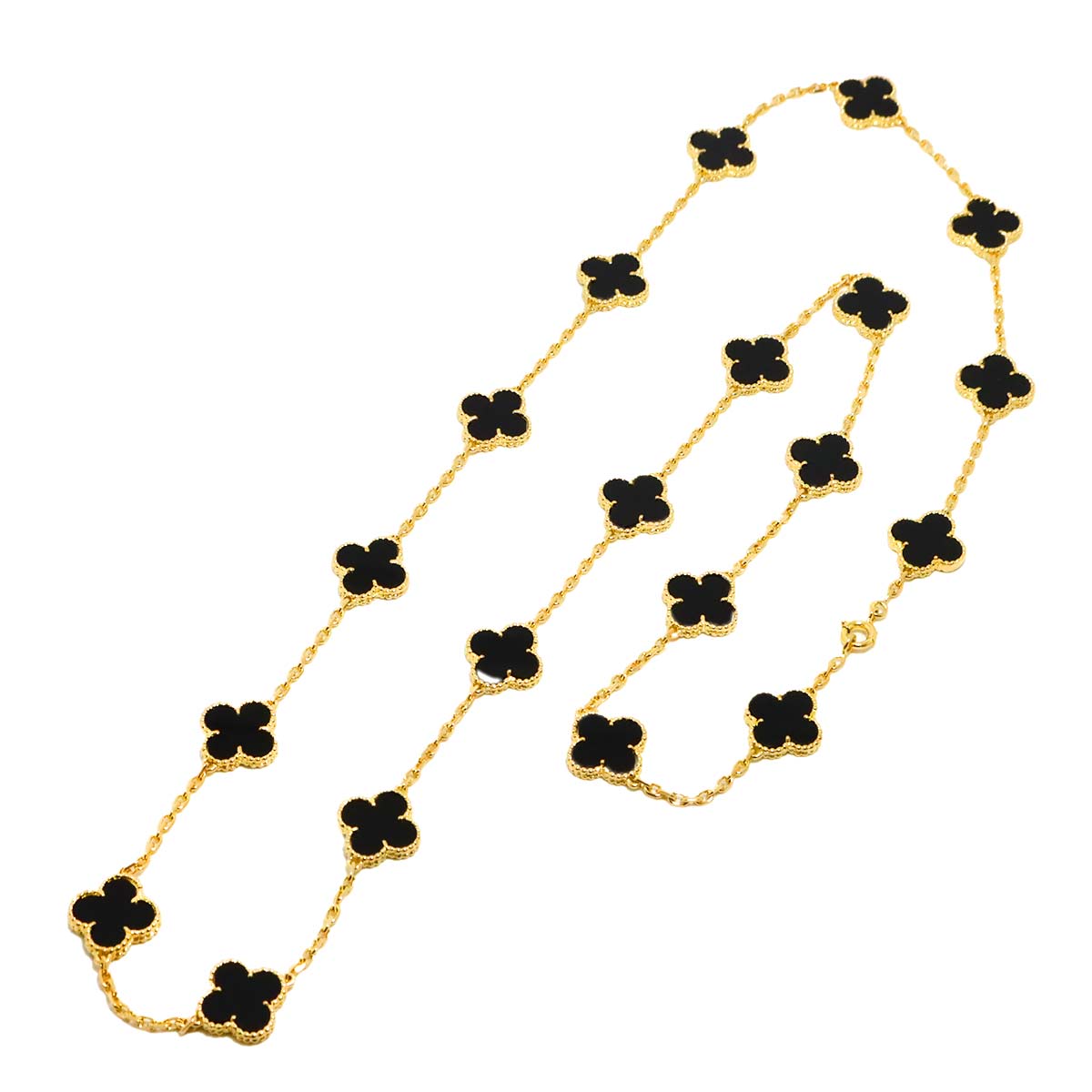 Vintage Alhambra Onyx 20P Necklace 18K YG 750