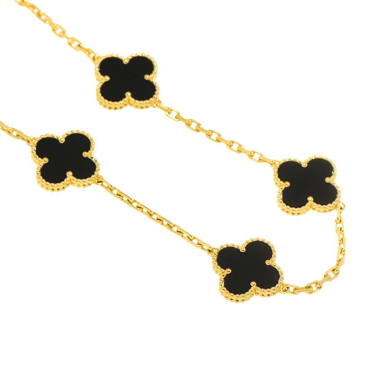 Vintage Alhambra Onyx 20P Necklace 18K YG 750