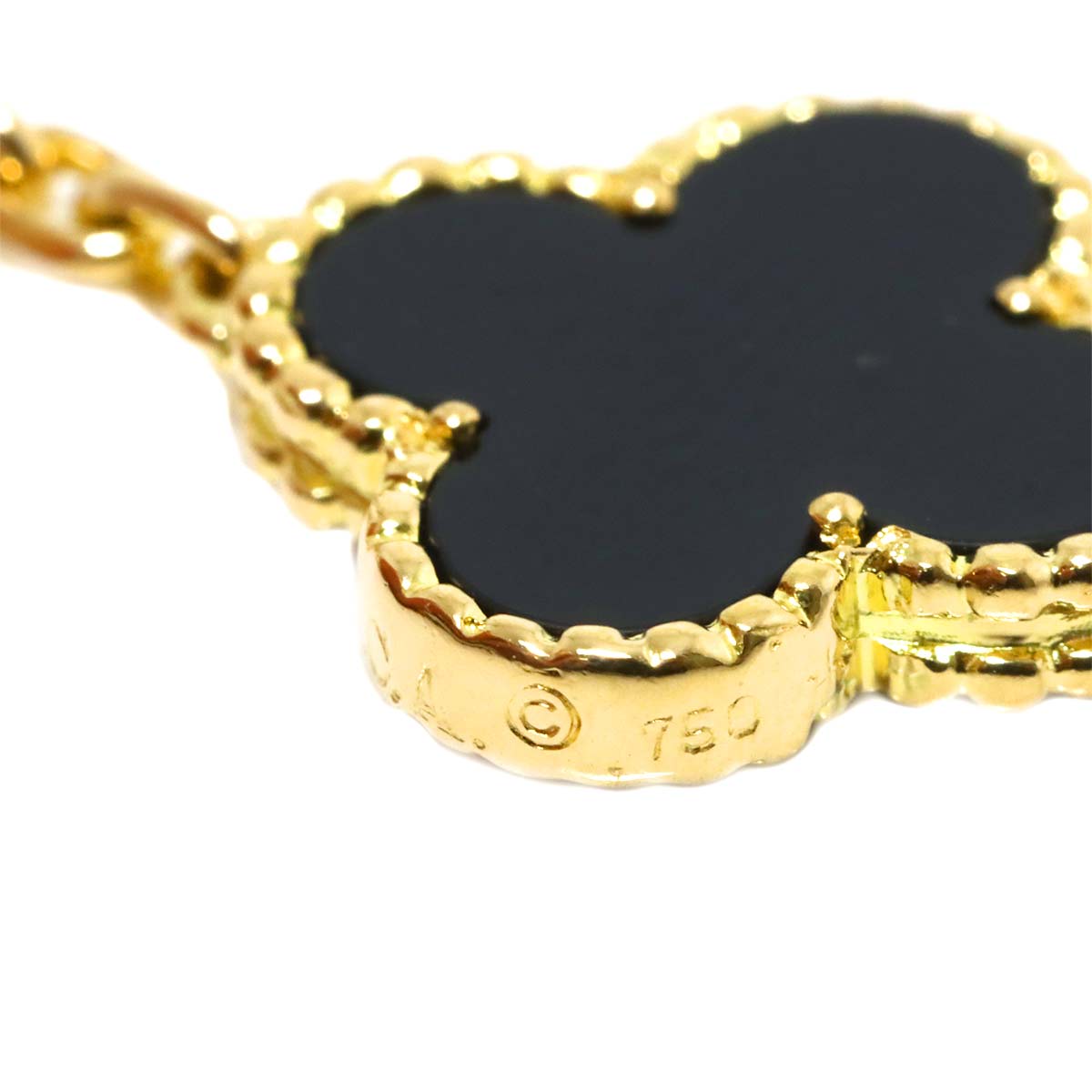 Vintage Alhambra Onyx 20P Necklace 18K YG 750