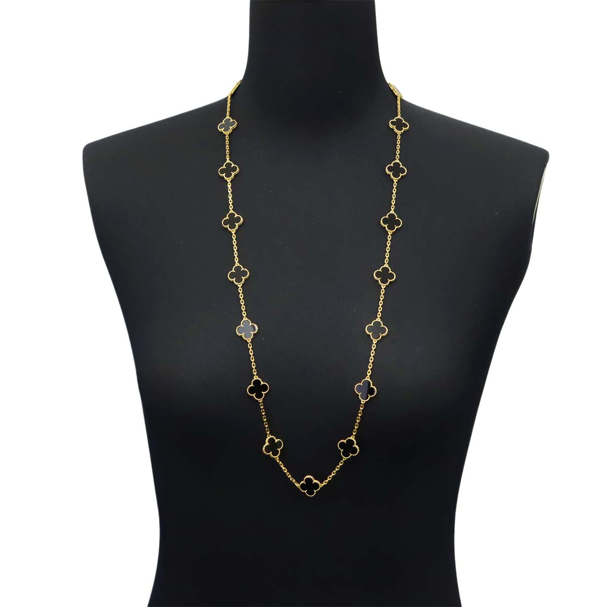 Vintage Alhambra Onyx 20P Necklace 18K YG 750