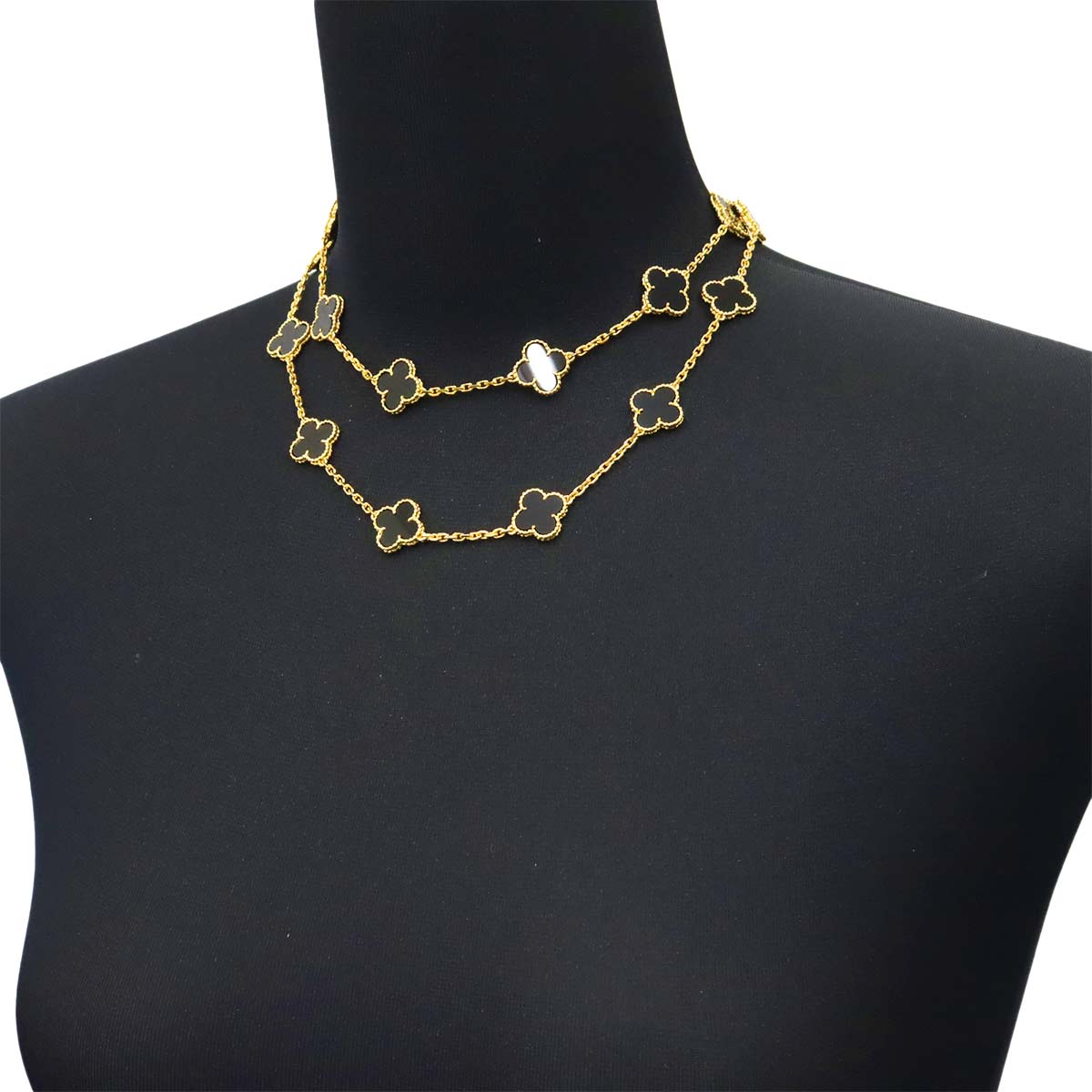 Vintage Alhambra Onyx 20P Necklace 18K YG 750