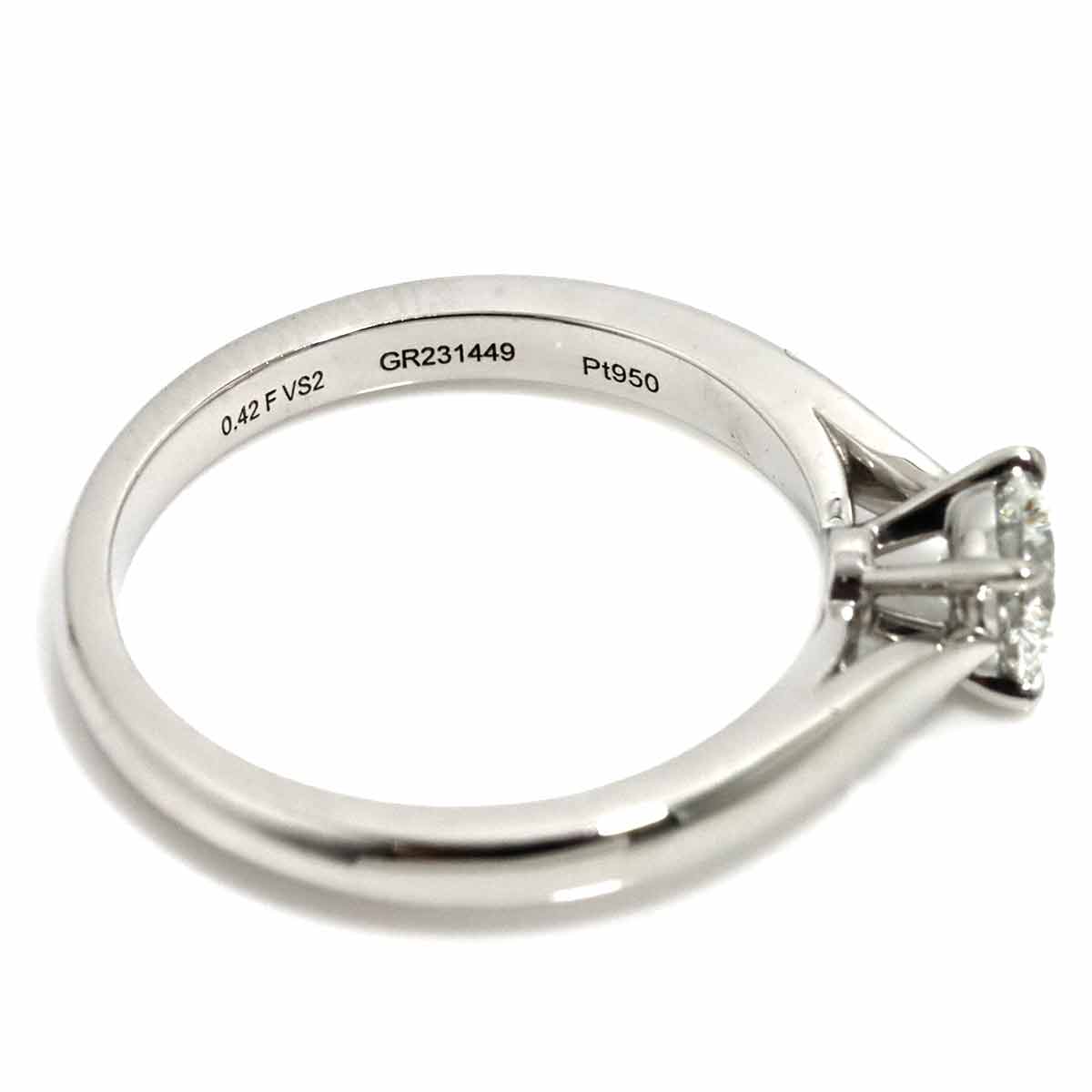Diamond 0.42ct F/VS2/3EX Ring Pt Platinum Size5-5.25(US)