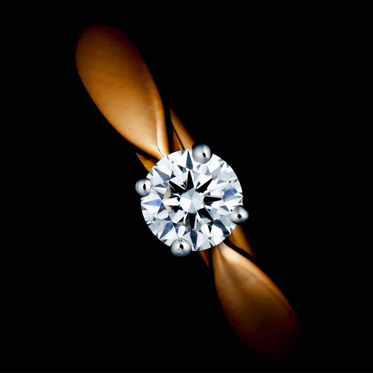 Harmony Diamond 0.24ct H/VS1/3EX Ring Pt 18K PG Size4(US)