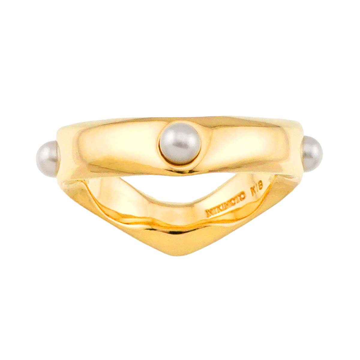 MIKIMOTO Baby Pearl 3.1mm Ring 18K YG 750 Size4.5-4.75(US)
