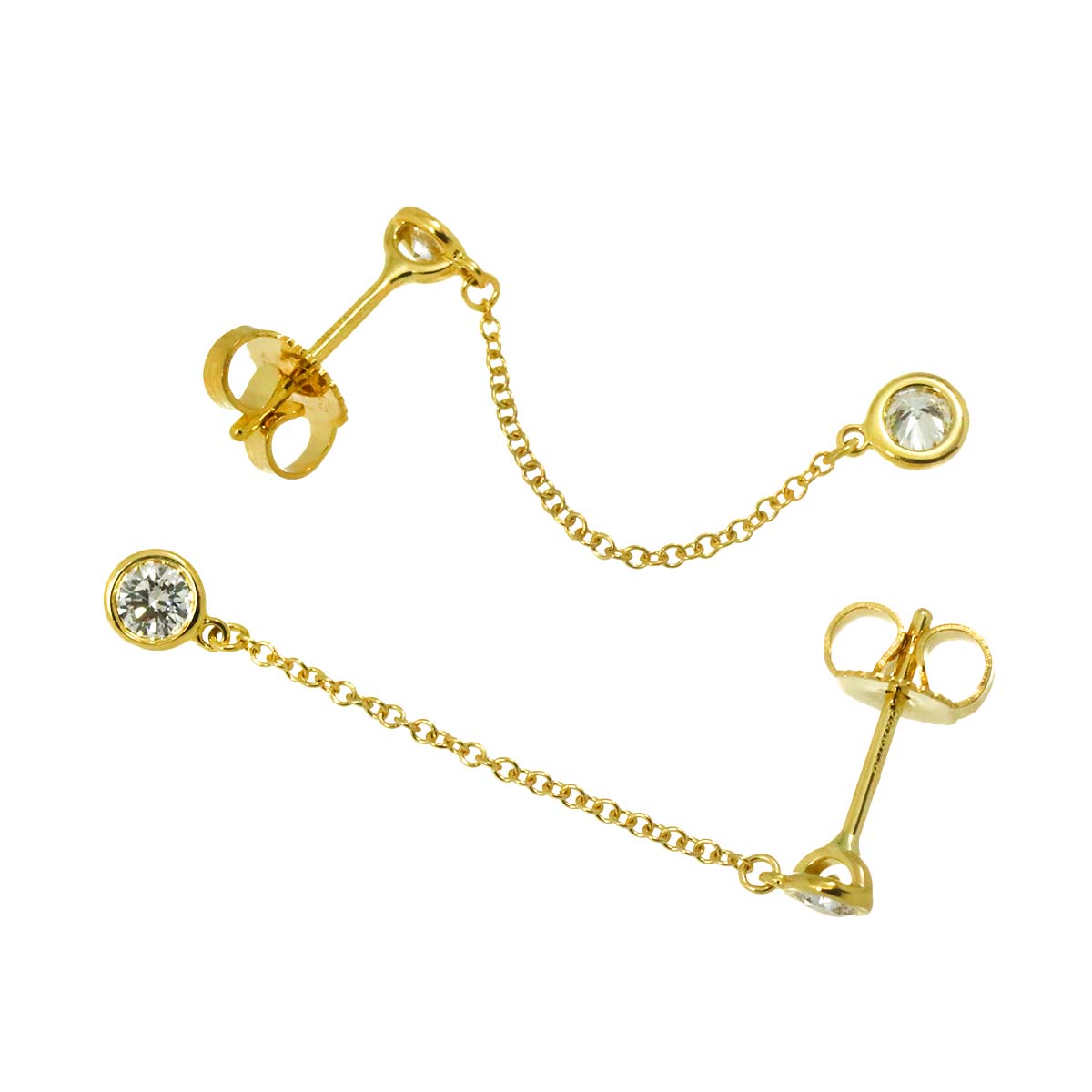 By The Yard Diamond Earrings Pierced 18K Yellow Gold 750