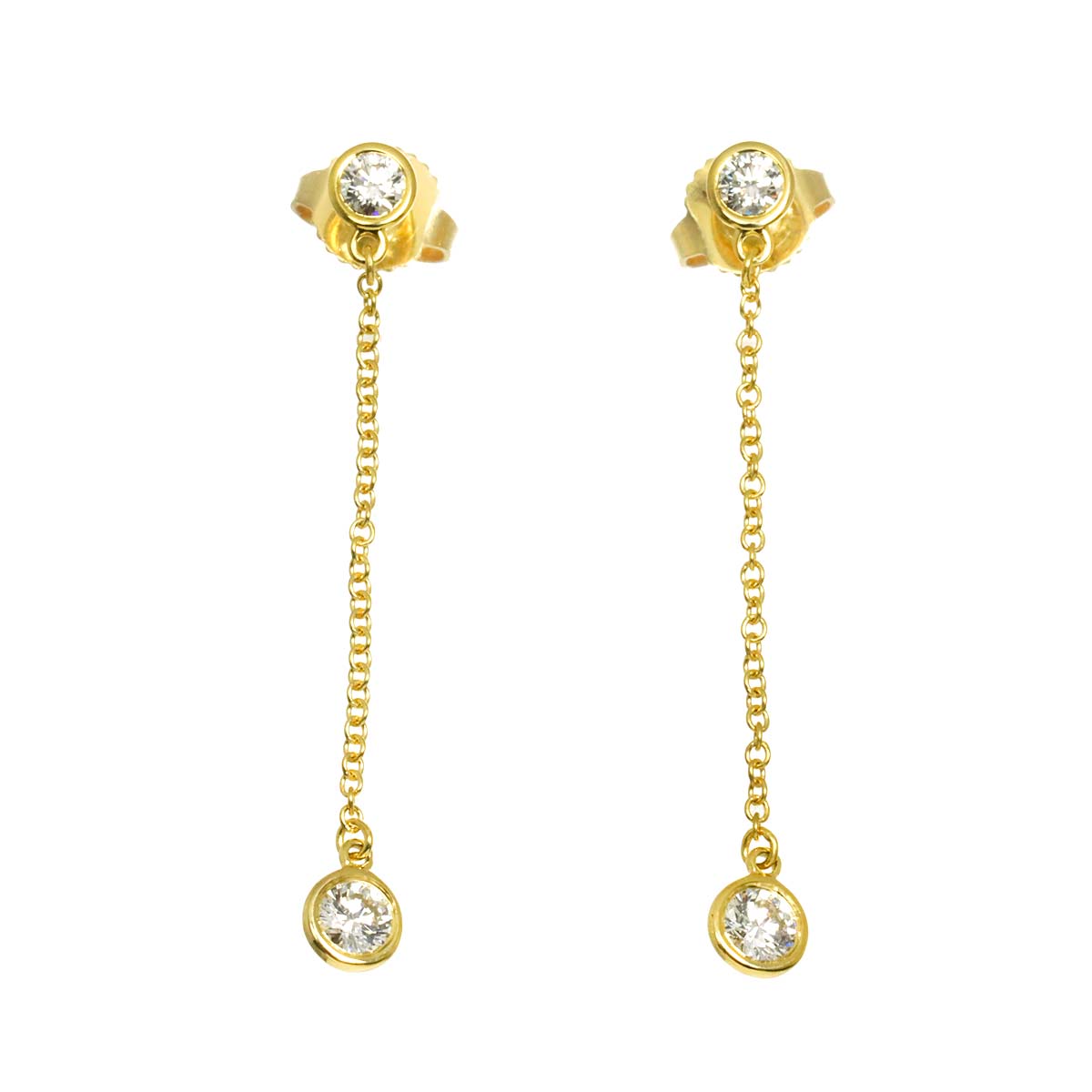 By The Yard Diamond Earrings Pierced 18K Yellow Gold 750