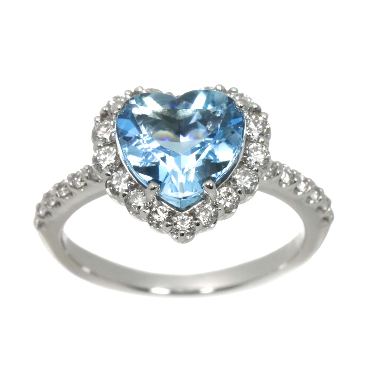 Aquamarine 1.58ct Diamond 0.44ct Ring 18K WG Size4.5(US)