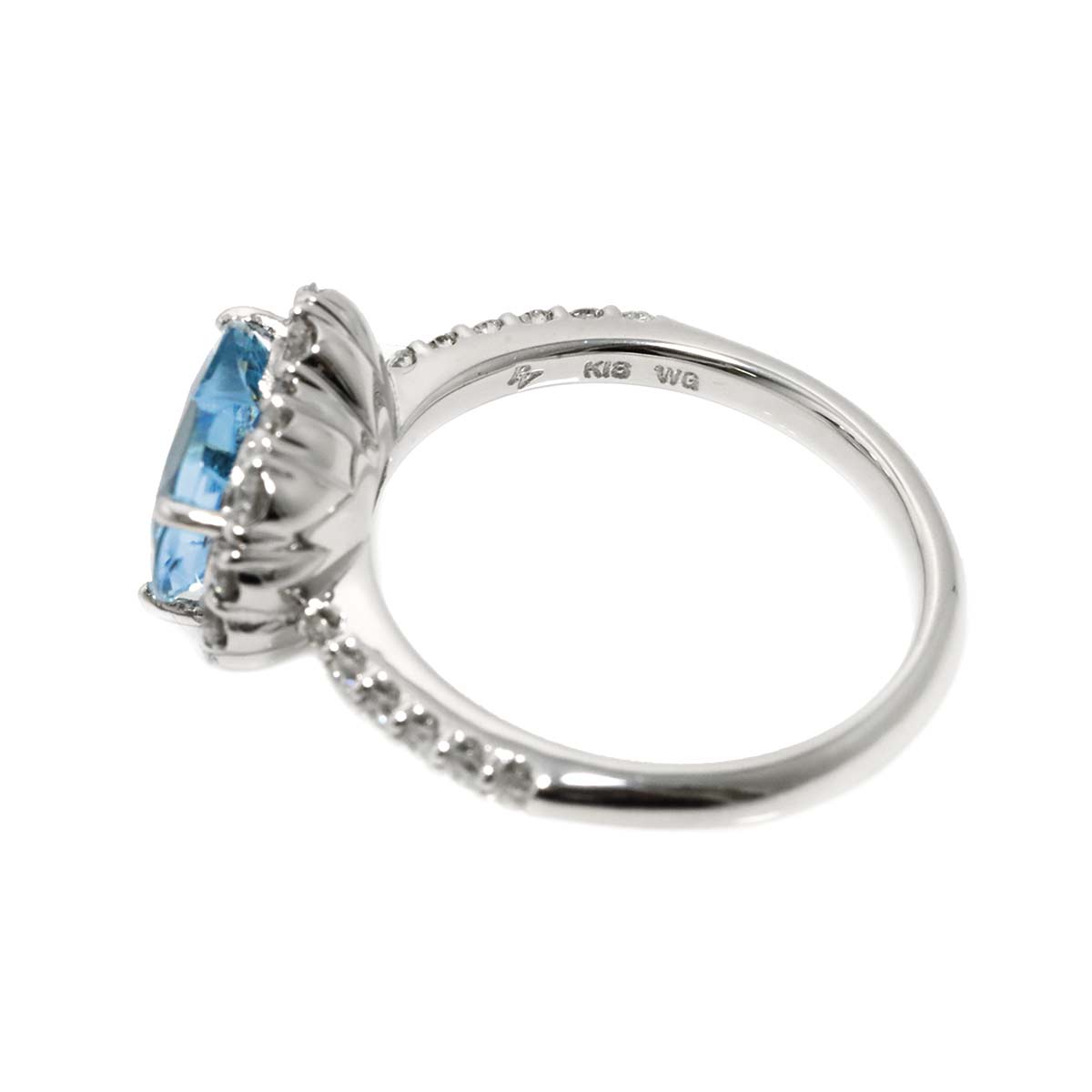 Aquamarine 1.58ct Diamond 0.44ct Ring 18K WG Size4.5(US)