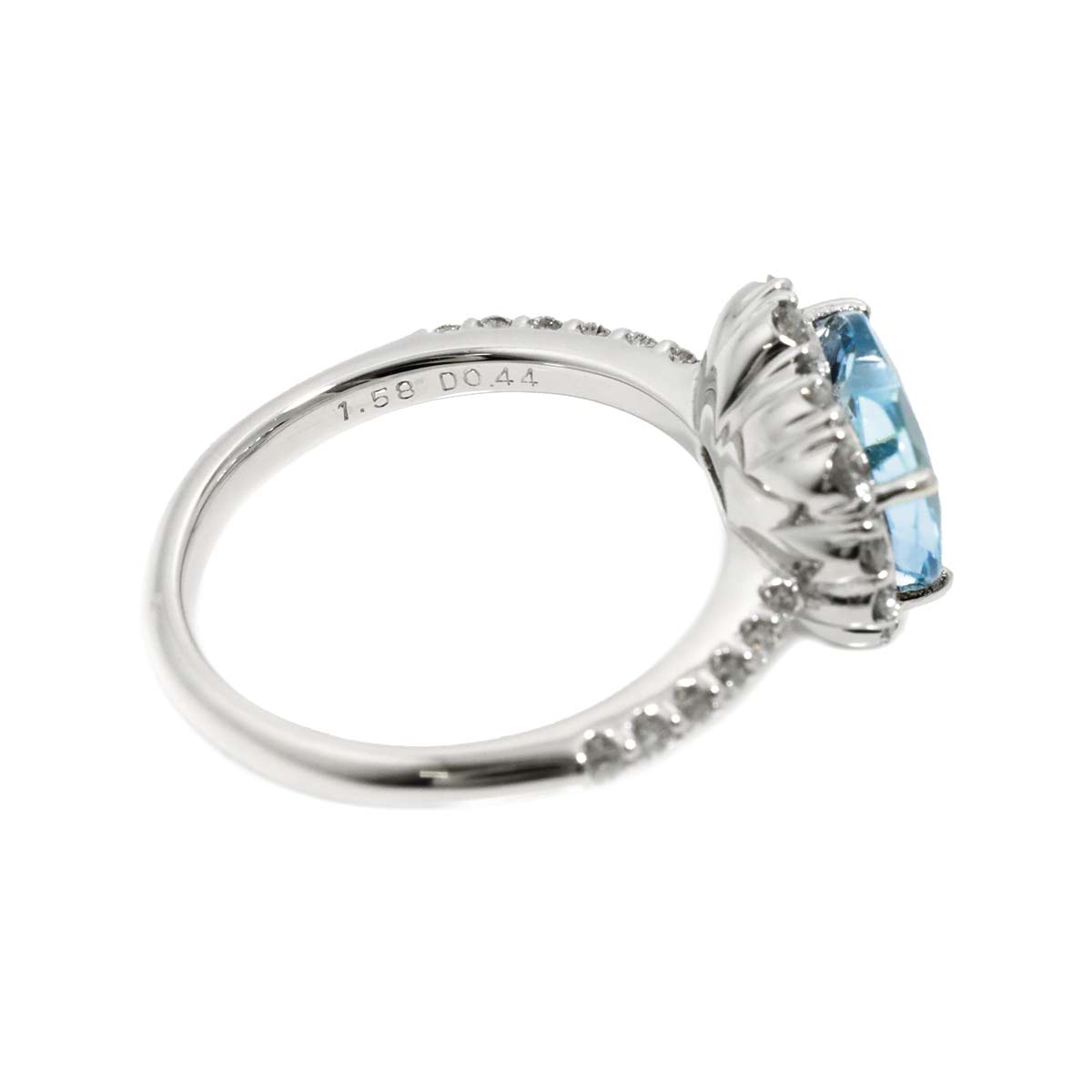 Aquamarine 1.58ct Diamond 0.44ct Ring 18K WG Size4.5(US)