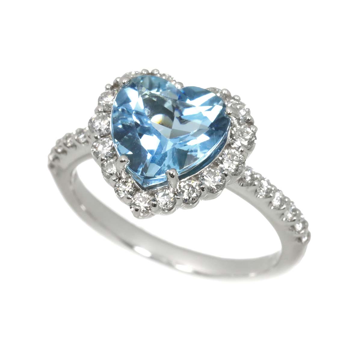 Aquamarine 1.58ct Diamond 0.44ct Ring 18K WG Size4.5(US)