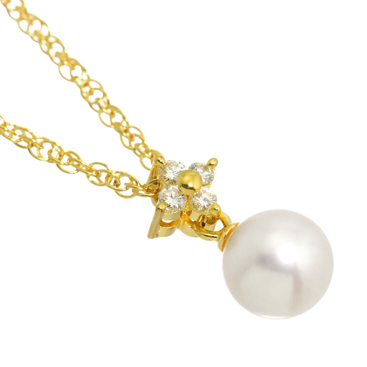 Akoya Pearl 6.2mm Diamond 0.05ct Necklace 18K YG 750