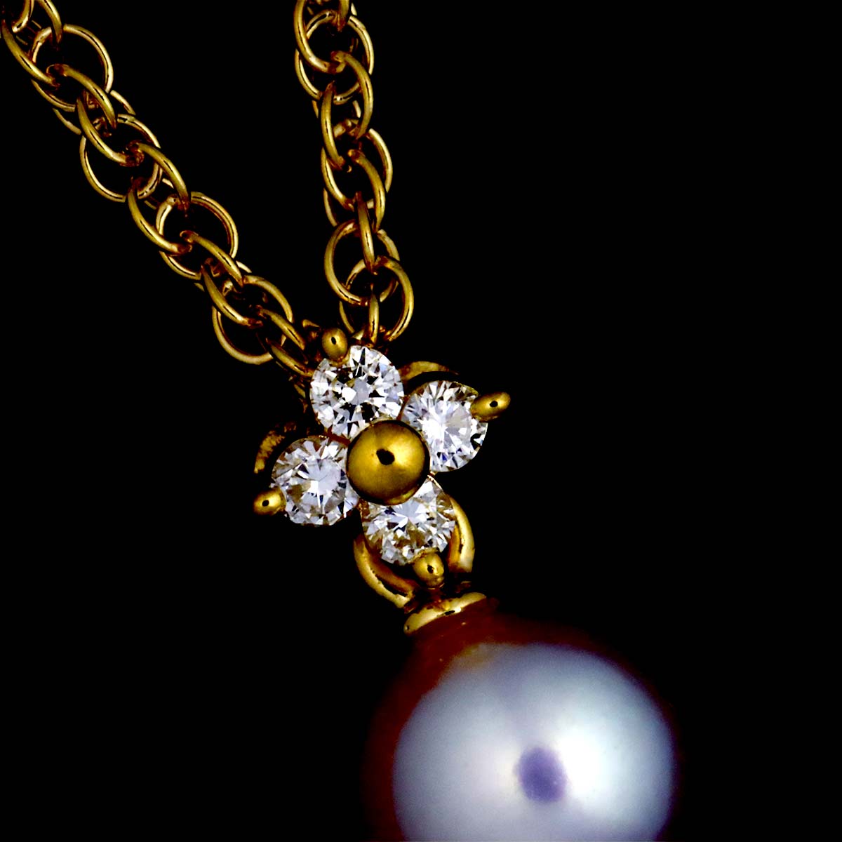 Akoya Pearl 6.2mm Diamond 0.05ct Necklace 18K YG 750
