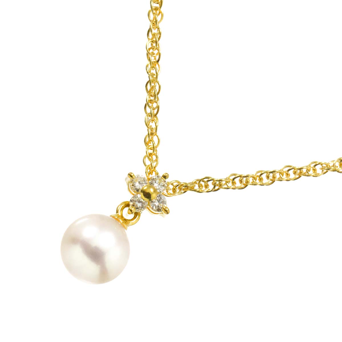Akoya Pearl 6.2mm Diamond 0.05ct Necklace 18K YG 750