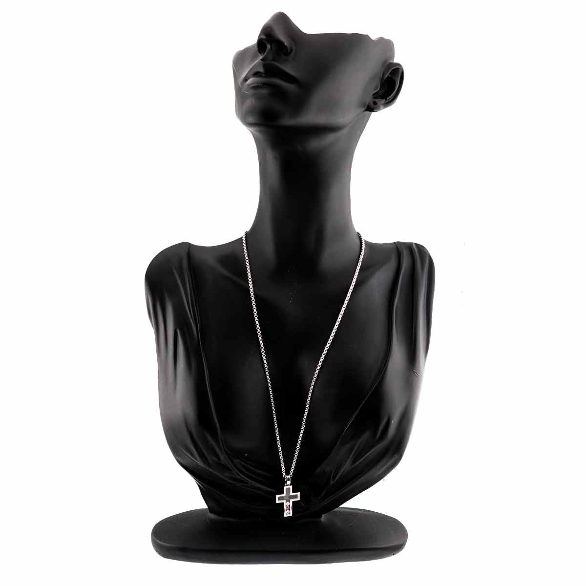 Happy Diamond Sapphire Cross Necklace 18K WG PG 750