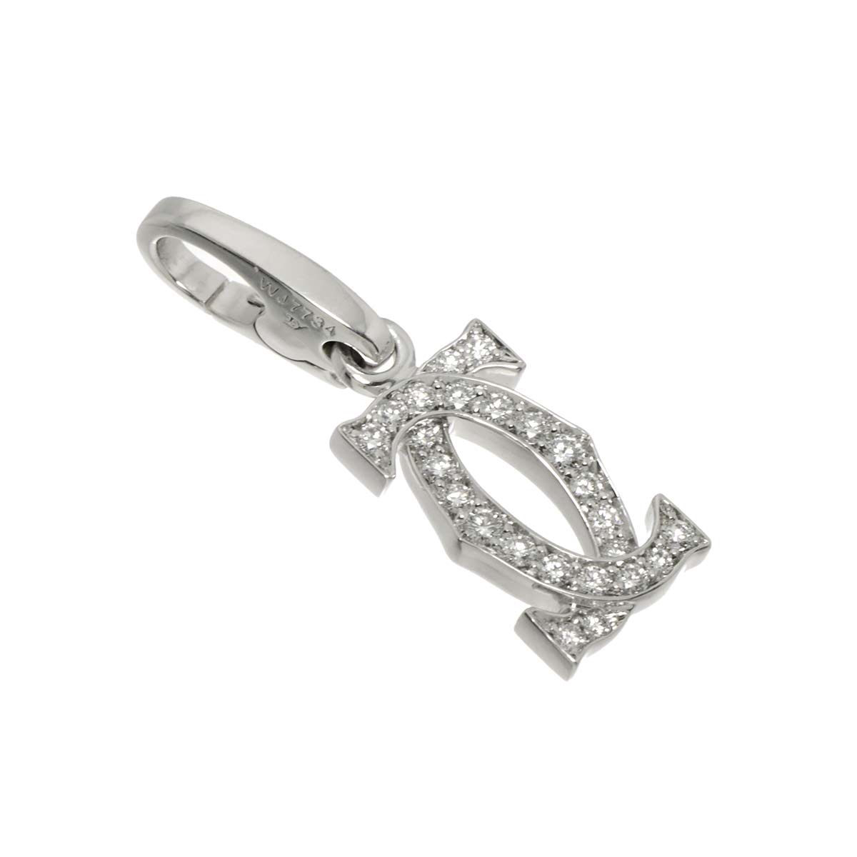2C Diamond Charm Pendant 18K White Gold 750