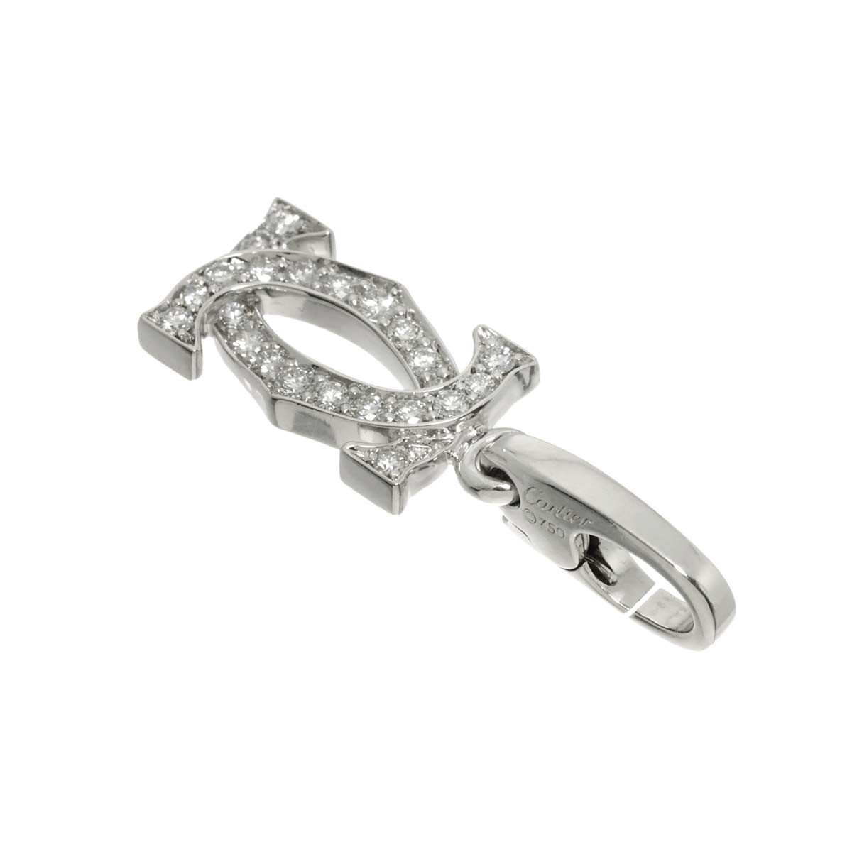 2C Diamond Charm Pendant 18K White Gold 750