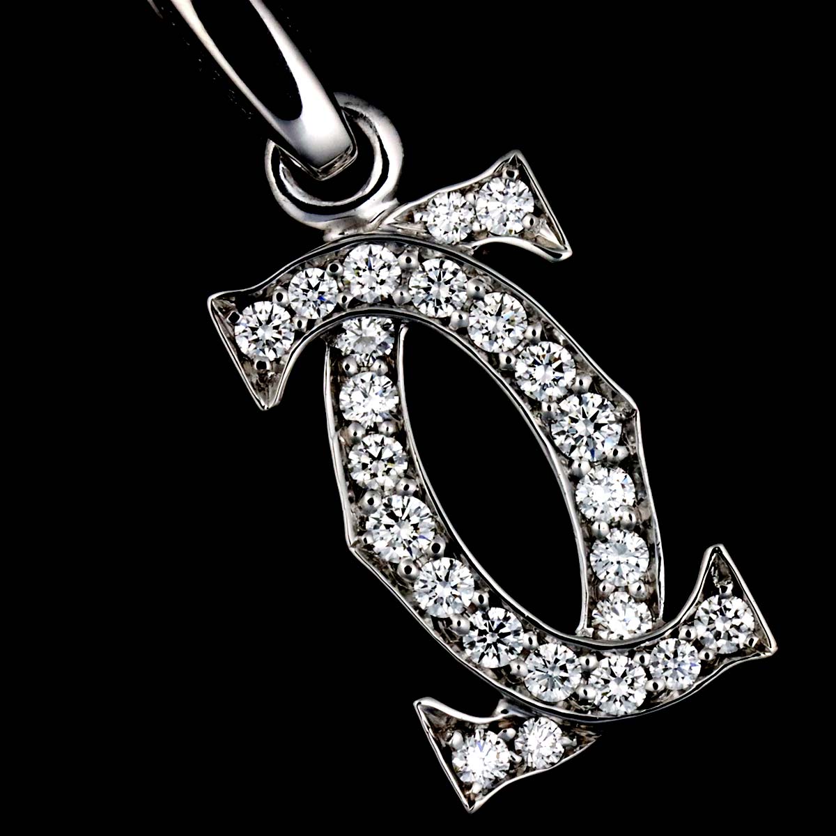 2C Diamond Charm Pendant 18K White Gold 750