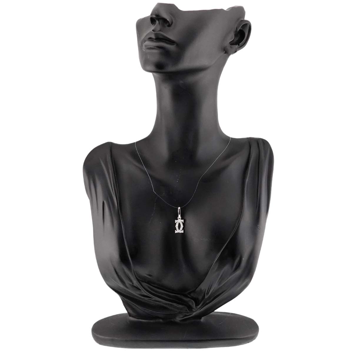 2C Diamond Charm Pendant 18K White Gold 750