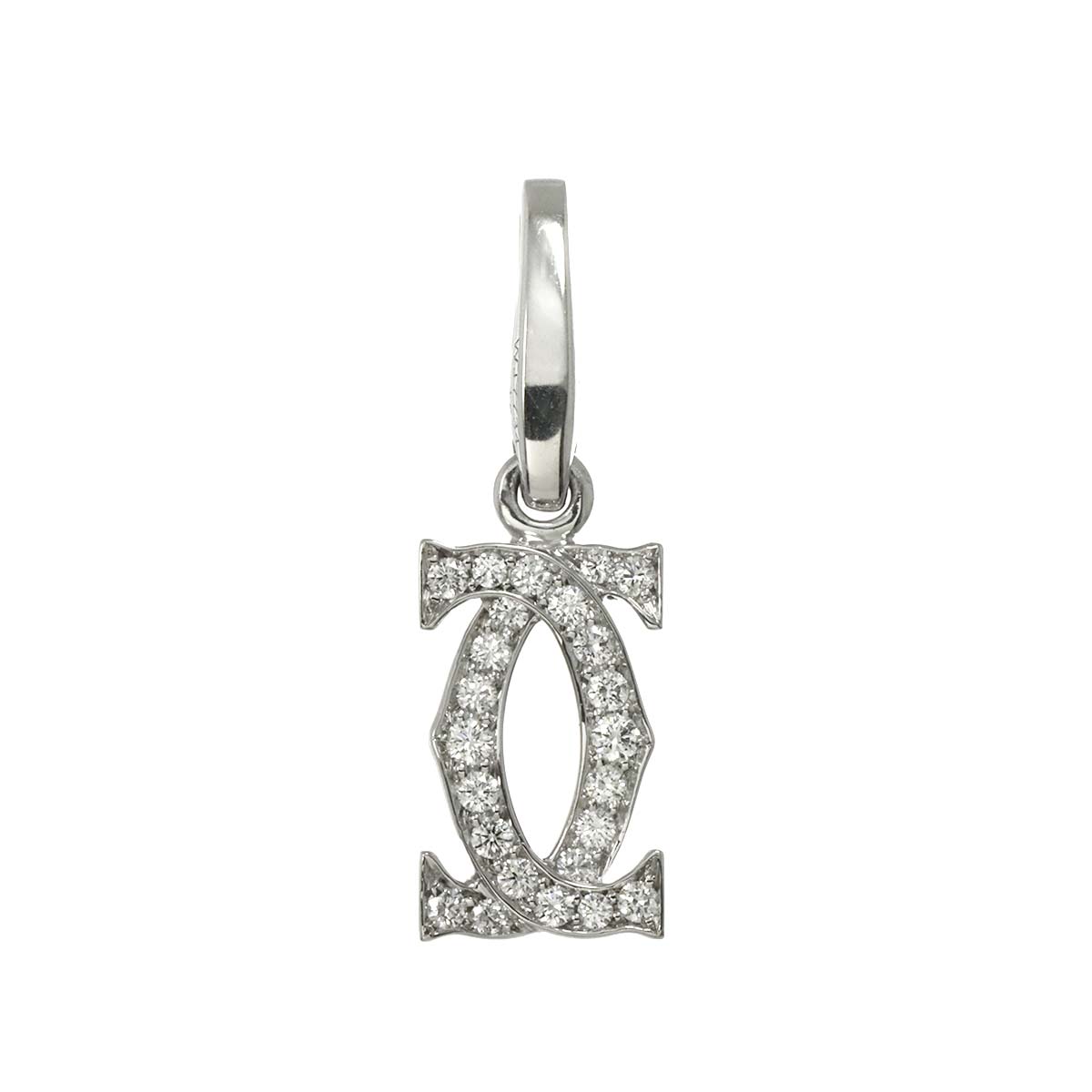 2C Diamond Charm Pendant 18K White Gold 750