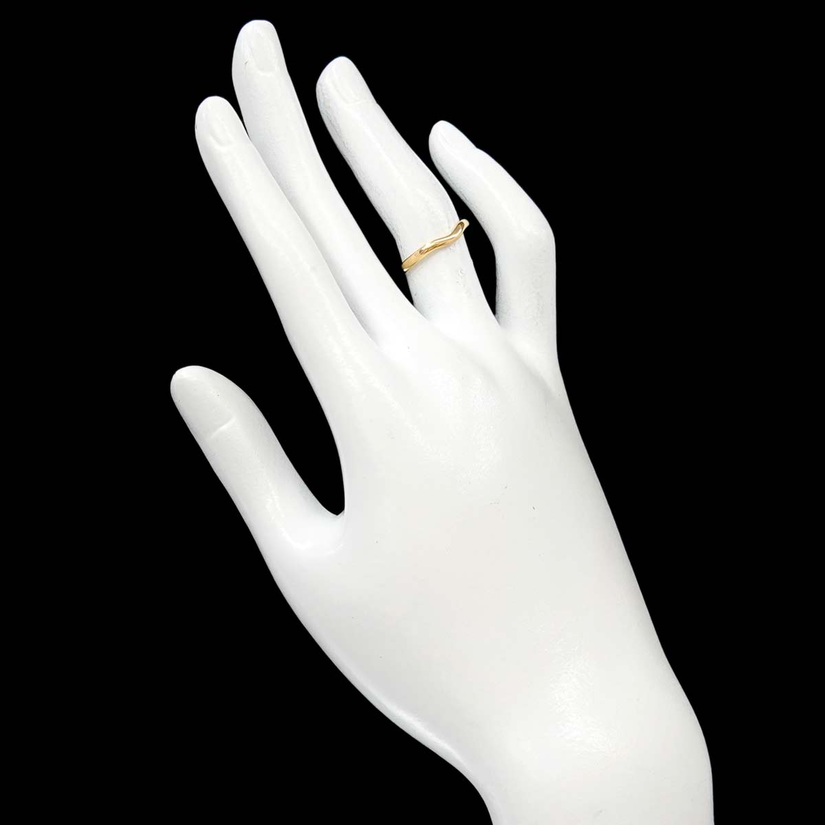 Curved Band Ring 18K Yellow Gold 750 size4.75-5(US)