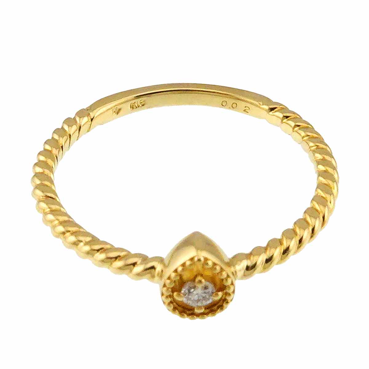 Diamond 0.02ct Ring 18K YG Yellow Gold 750 4.75-5(US)